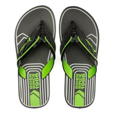Imagem de Chinelo masculino rider way logo 12272 preto / verde, Preto, 43