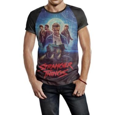 Imagem de Camiseta Raglan Masculina Stranger Things Ref:233 - smoke, Preto, G