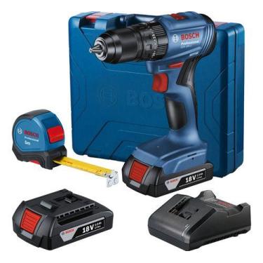 Imagem de Kit Furadeira Impacto Bosch Gsb 185 Li Com 2 Baterias Maleta Azul