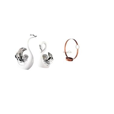 Imagem de Fenteer Estatuetas de Cisne E Suportes para Garrafas de Vinho de Ferro para Decoração de Sala de Estar, Centro de Mesa, Decoração de Estante de Livros, Presen