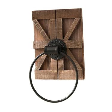 Imagem de FLCPJGV Toalheiro de Parede em Madeira E Metal, Retrô, Rústico E Vintage, Fácil de Instalar, Ideal para Banheiro, Hotel Ou Decoração de Casa, Marrom Escuro, Tamanho real