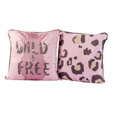 Imagem de Par De Capa De Almofada Wild Free Rosa 45cm X 45cm Com Viés