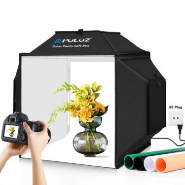Imagem de Caixa de luz de estúdio fotográfico PULUZ 40x40x40cm com luz LED de 24