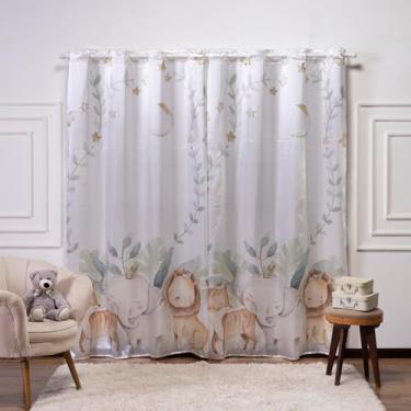 Imagem de Cortina Infantil 3,00x2,20 Estampada Tecido Cetim (Safari Luxo)