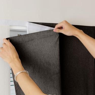 Imagem de Cortinas blackout 100% autoadesivas - Cortinas coladas para persianas, cortina sem necessidade de haste, cortina fácil de pendurar, use para quarto, cortinas romanas, L 152 x C 198 cm, 1 painel