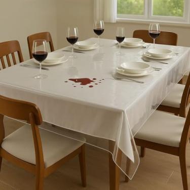 Imagem de Toalha de Mesa Plástica Transparente - Impermeável e Fácil Limpeza(6 Lugares (2.00mX1.40m))