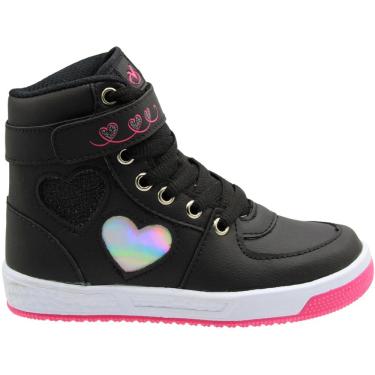 Imagem de Tênis Casual Cano Alto Infantil Via Vip Corações Menina