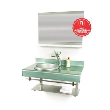 Imagem de Gabinete de Vidro 90cm para banheiro Alemanha - EKASA, Prata