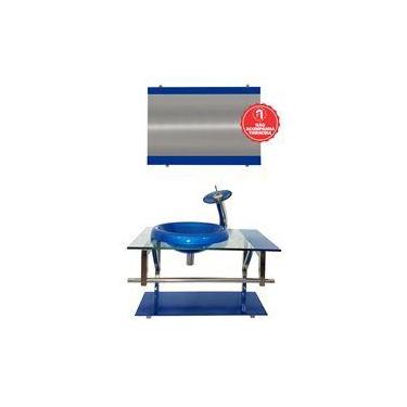 Imagem de Gabinete de Vidro 70cm para Banheiro França - EKASA, Azul Escuro