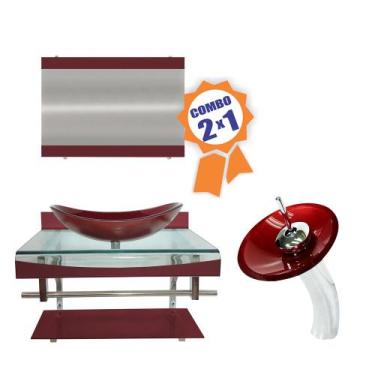 Imagem de Combo 2 em 1 - Gabinete 90cm Luxemburgo + Torneira Ibiza - EKASA, Verm