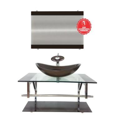 Imagem de Gabinete de Vidro 80cm para Banheiro Dinamarca - EKASA, Marrom