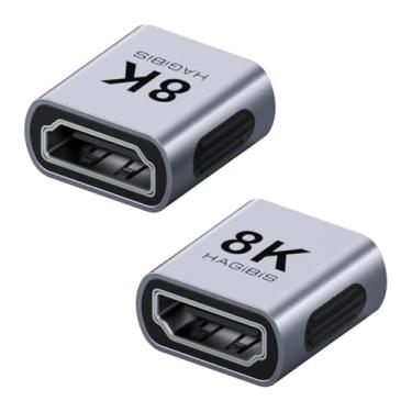 Imagem de Hagibis Acoplador HDMI, pacote com 2, adaptador HDMI 2.1 8K @60Hz fêmea para conector fêmea, cabo de extensão HDMI extensor para Switch2, HDTV, monitor, laptops, projetor, Roku TV, Chromecast