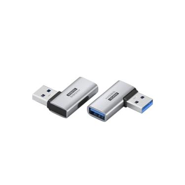 Imagem de Hagibis Adaptador USB 3.2, pacote com 2, ângulo direito e esquerdo, 90 graus, conector macho para fêmea, extensor de cabo adaptador OTG para laptops, carregador, PC, teclado de mouse de carro
