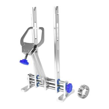 Imagem de KiBcsLic Suporte para alinhamento de pneus de bicicleta, acessório de apoio, suporte de trabalho portátil e prático para rodas, para endireitar cubos de roda, Azul