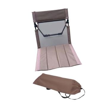 Imagem de Vaveren Cadeira de acampamento com apoio para as costas, cadeira de praia portátil dobrável, assento de chão para parque, mochila, caminhadas, jardim, eventos, Marrom