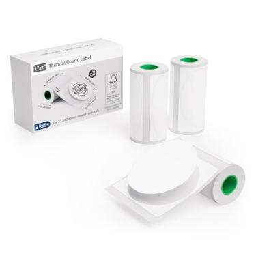 Imagem de Papel térmico para impressora de adesivos JD-23, 3 rolos, papel adesivo redondo, papel térmico de 5 cm