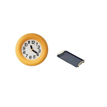 Imagem de Fenteer Relógio de Parede Analógico Silencioso Contemporâneo E Bandeja Organizadora Retangular Decorativa para Cozinha, Sala de Jantar, Quarto, Casas E Hotéis