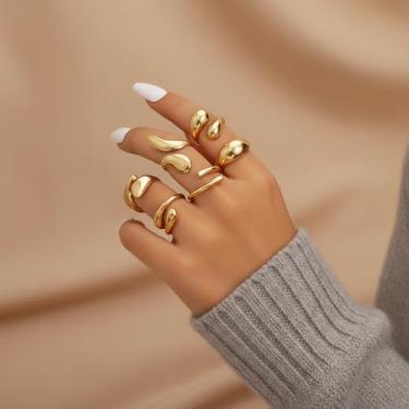 Imagem de 6 peças requintado anel de gotas de água irregulares unissex para homens e mulheres joias finas vida diária namoro decoração para festa de formatura