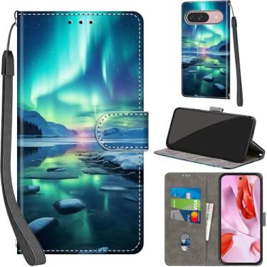 Imagem de Capa carteira para Google Pixel 9 / Pixel 9 Pro, com [3 compartimentos para cartão], fecho magnético com suporte, capa protetora de couro PU à prova de choque 16 cm, Aurora