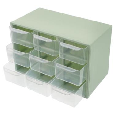 Imagem de PLAFOPE Elegante mini armário de gaveta para professores caixa de ferramentas de higiene pessoal sala de aula caixa de armário ornamento de contas caixa de armazenamento de joias de mesa verde