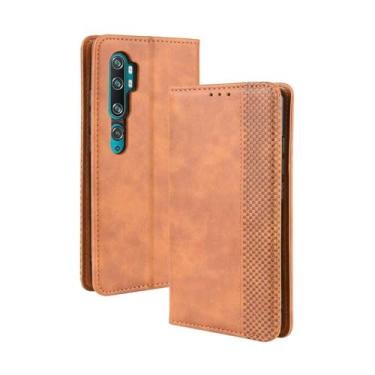 Imagem de Capa para XIAOMI Mi Note 10/Note 10 Pro,Retro Flip magnético,Caso de telefone de couro PU,Design de carteira com 3 slots de cartão e 1 clipe de dinheiro -Brown