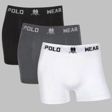 Imagem de Kit 3 Cueca Boxer Polo Wear Masculina Sem Costura Box Adulto, 1 preto,