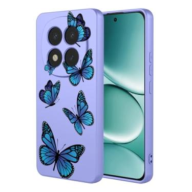 Imagem de HTXWXJC Capa de telefone para Redmi Note 15 Pro, à prova de choque, flexível, amortecedor, TPU, capa macia com padrão de borboleta, capa de telefone para Xiaomi Redmi Note 15 Pro 5G borboleta roxa