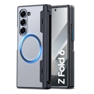 Imagem de Spugan Capa para Z Fold 6, compatível com MagSafe e suporte de caneta S e proteção de dobradiça e proteção de tela HD, capa protetora fina à prova de choque para celular para Samsung Z Fold 6 (preto