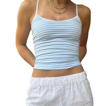 Imagem de Camiseta regata Crop Cami Cioatin feminina listrada do ano 2000 com al