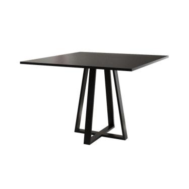 Imagem de Mesa De Jantar Mônaco 110cm Tampo Preto Pés Preto - Cor: Preto