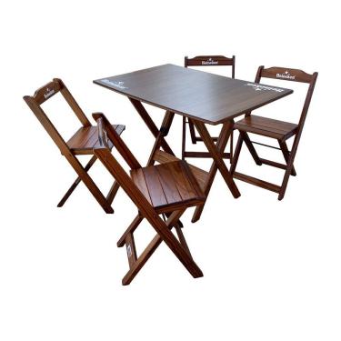 Imagem de Conjunto Mesa Dobrável Madeira 110x70 Com 4 Cadeiras Hei Imbuia