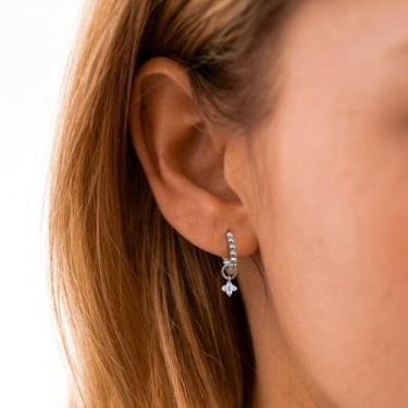 Imagem de Brincos de argola de flor banhados a ouro 14K para mulheres com zircônia cúbica leves pendentes pequenos brincos delicados, standard, Cobre, Sem pedra preciosa