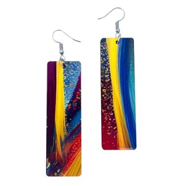 Imagem de Brincos de Mardi Gras para Mulheres - Brincos de Nova Orleans - Joias de Mardi Gras - Brincos verdes, dourados e roxos para desfile de carnaval - Joias de carnaval, Madeira, Sem pedra preciosa