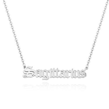Imagem de Colar feminino com 12 constelações, banhado a prata, pingente de nome de constelação, de aço inoxidável, One size, Metal, Sem Pedra Preciosa