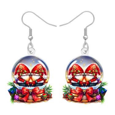 Imagem de BAMAY Brincos de globos de neve de Natal de acrílico com pingente de bola de cristal, joias, berloques, presentes para mulheres, 23mm x 27mm, Acrílico, Sem pedra preciosa