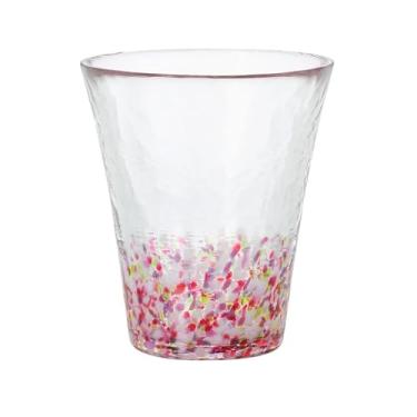 Imagem de Copo de vidro feito à mão – Design japonês de 4 estações, copo versátil para suco, refrigerante, cerveja – Feito no Japão, presente ideal (flores de cerejeira dançante, 300 ml))