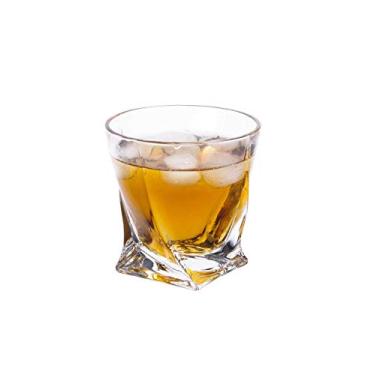 Imagem de Copos de uísque com design de corte de cristal transparente sem chumbo pacote com 4