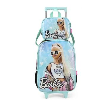 Imagem de Kit Mochila com Rodinha mala escolar Infantil + Lancheira Menina Barbie-Feminino