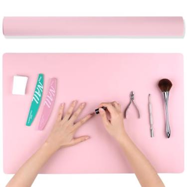 Imagem de Furtherpretty Tapete de unha para tecnologia de unhas, almofada de mesa de couro PU reutilizável, tapete de mesa dobrável para manicure e salão profissional, suprimentos para técnicos de unhas, tapete