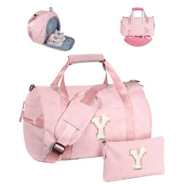 Imagem de Vogewood Presente para crianças de 3, 4, 5, 6, 7, 8, 9, 10, 11 e 12 anos, bolsa de ginástica, bolsa de viagem inicial com bolsa de maquiagem, Rosa liso, Y