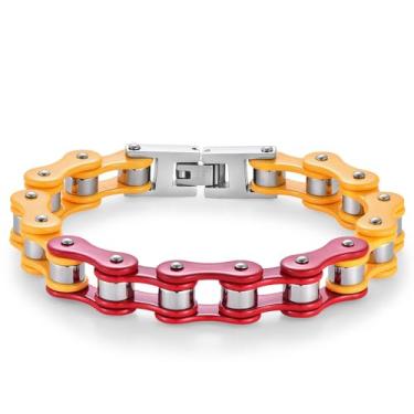 Imagem de LAFATINA Pulseiras de corrente de bicicleta para homens Dia dos Pais Aço Inoxidável Pulseira de Corrente de Bicicleta Masculina, aço inoxidável