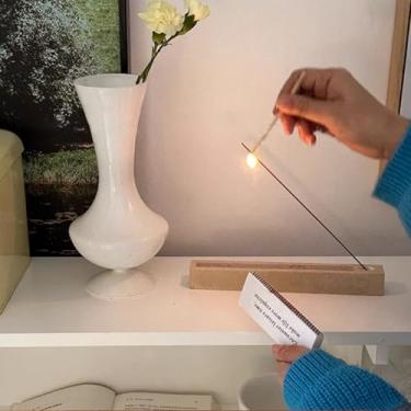 Imagem de Queimador de incenso travertino, bandeja de aromaterapia de 25 cm, apanhador de cinzas retangular bege para sálvia e cones, bastão de incenso (retângulo de 22 cm)