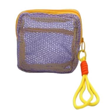 Imagem de Bolsa de cosméticos quadrada de malha colorida, feminina, portátil, para fones de ouvido, batom, guardanapos higiênicos, bolsa de armazenamento, pequenos sacos de maquiagem com zíper, Roxa, Simples