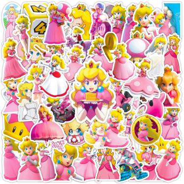 Imagem de Adesivos Princess Peach`s Toadstoois em vinil impermeável, 50 unidades