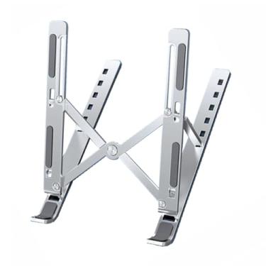 Imagem de Suporte de alumínio para laptop, ajustável de 6 alturas, portátil, dobrável, suporte de mesa elevado, vazado, com silicone antiderrapante, compatível com notebooks, tablets