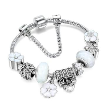 Imagem de Pulseira Infantil com Berloques Coração Cor Branca - JMH Sets, P