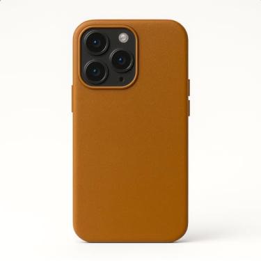 Imagem de Capa Capinha Case de Couro Sintético Magnética Slim Luxo Premium Bordas Elevadas Forro Macio Para iPhone (Marrom, iPhone 13 Pro)