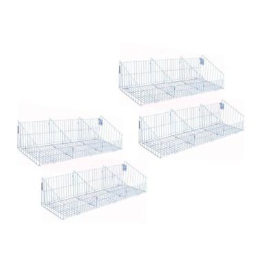 Imagem de Kit - 4 Cestos Com Divisórias Branco New Plus - Sa Gondolas