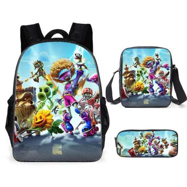 Imagem de Conjunto de mochilas Plants Zombies Cartoon Kids School 3 unidades