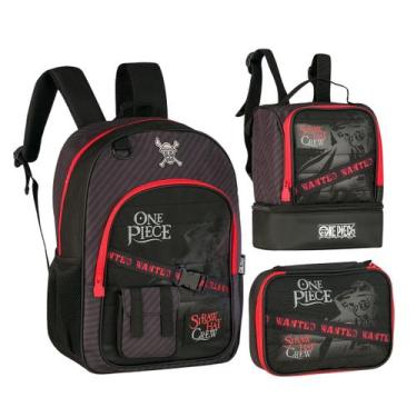 Imagem de Kit Mochila De Costas One Piece Escolar Infantil Com Estojo Box e Lanc